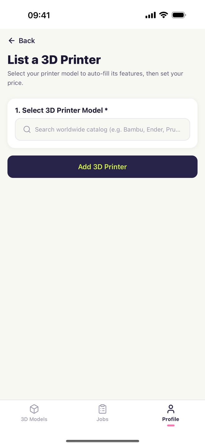 Add a 3D printer screen in the app